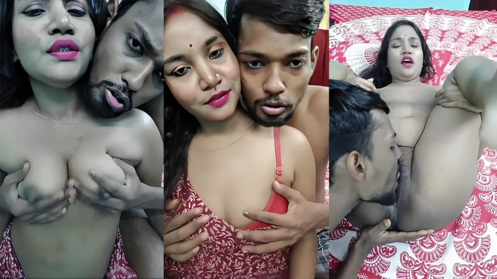 Horny lover presses desi bhabhi’s nude boobs and fingers her wet pussy hard