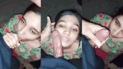 Sweet Indian Girl on Her Knees in Awe of a Cock Bigger Than Her Face, Sucks It & Drinks All His Cum